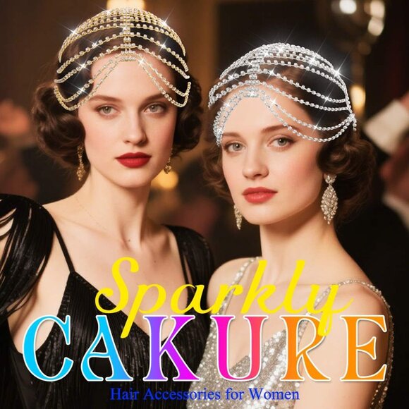 1920s Crystal Cap Headpiece Flapper Cap Headband Roaring 20s Headpiece Rhineston - Picture 7 of 7